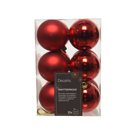 Palline di natale in plastica 6cm (12 pezzi)