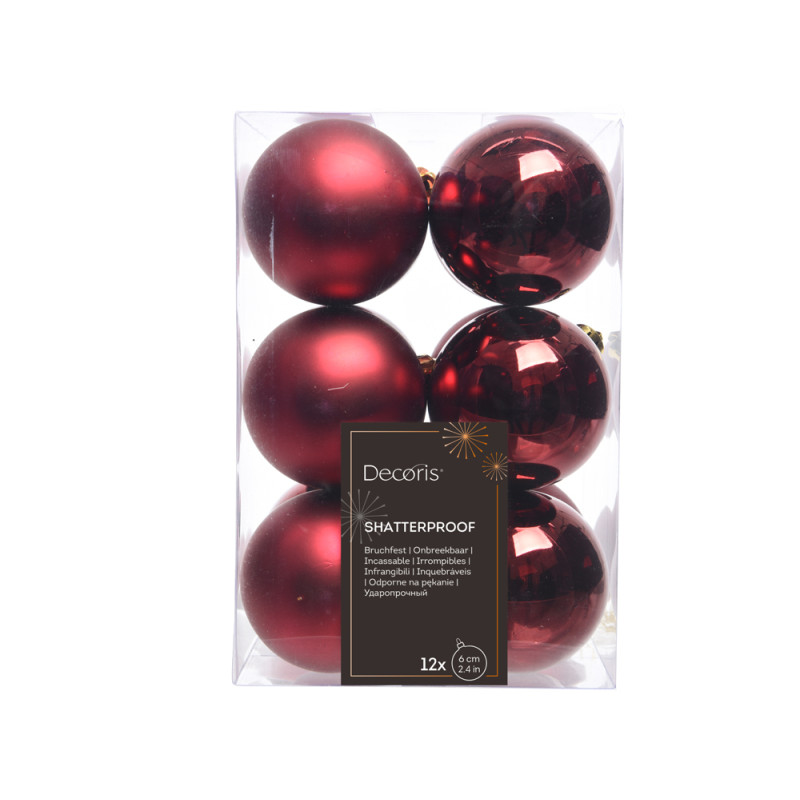 Palline di natale in plastica 6cm (12 pezzi)