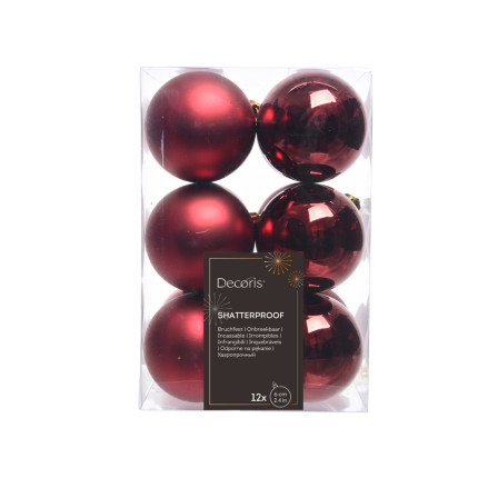 Palline di natale in plastica 6cm (12 pezzi)