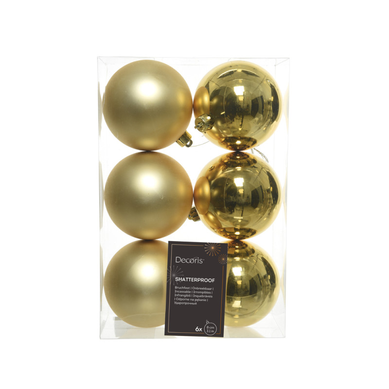 Palline per Albero di Natale oro 8cm (6 pezzi)