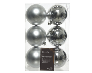 Palline per Albero di Natale argento 8cm (6 pezzi) Palline per Albero di Natale argento 8cm (6 pezzi)