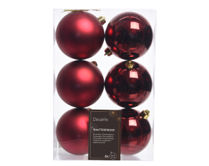 Palline per Albero di Natale bordeaux 8cm (6 pezzi) Palline per Albero di Natale bordeaux 8cm (6 pezzi)
