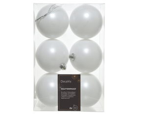 Palline per Albero di Natale bianco 8cm (6 pezzi) Palline per Albero di Natale bianco 8cm (6 pezzi)