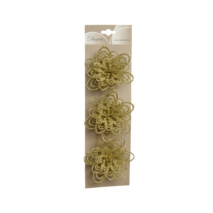 Clip con fiore dorate (3 pezzi)