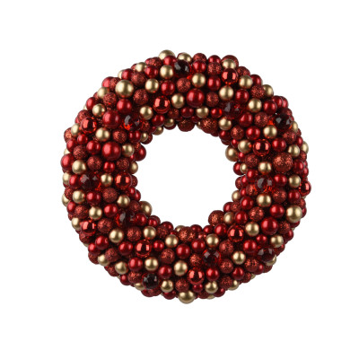 Corona di sfere natalizie rosse 50cm