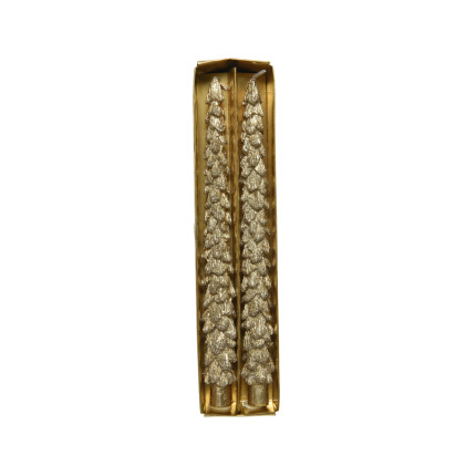 Candele coniche glitterate oro (2 pezzi)