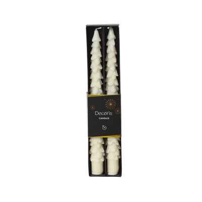 Candele alberello glitterato bianco 25cm (2 pezzi)