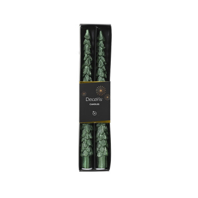 Candele alberello glitterato verde 25cm (2 pezzi)