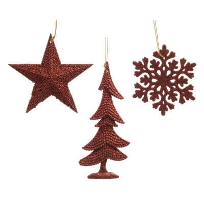 Pendente glitterato rosso 10cm