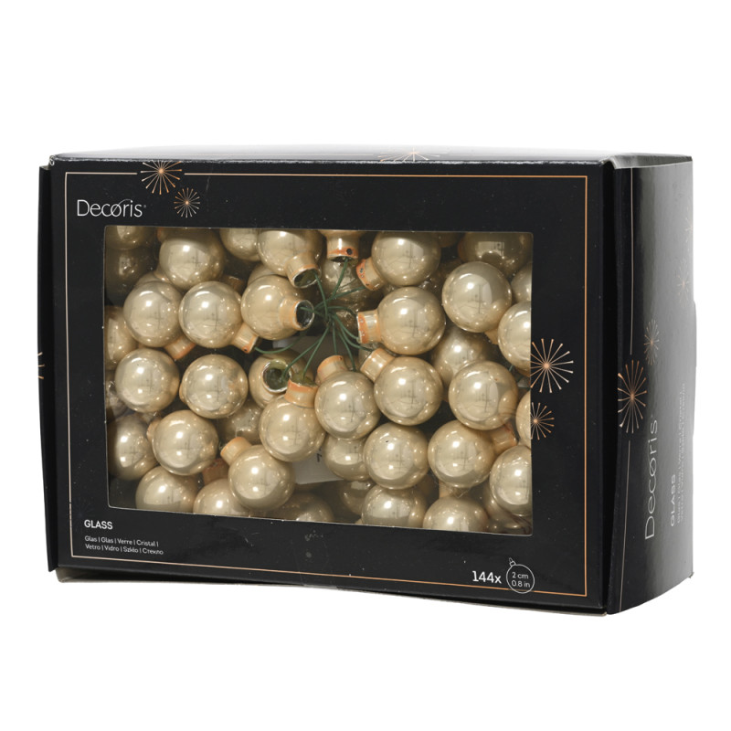 Palline in vetro lucide con filo ferro 2cm (144 pezzi)