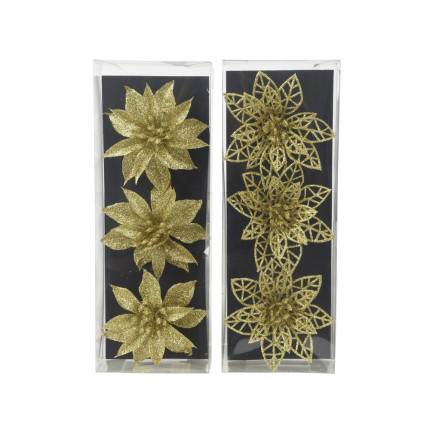 Clip con Fiore Oro 9cm (3 Pezzi)