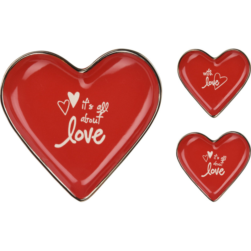 Piatto cuore ceramica rosso
