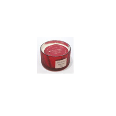 Candela profumata alla vaniglia in vetro rosso