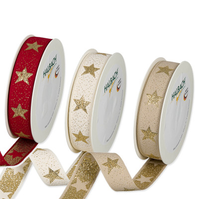 Nastro in tessuto con stelle oro