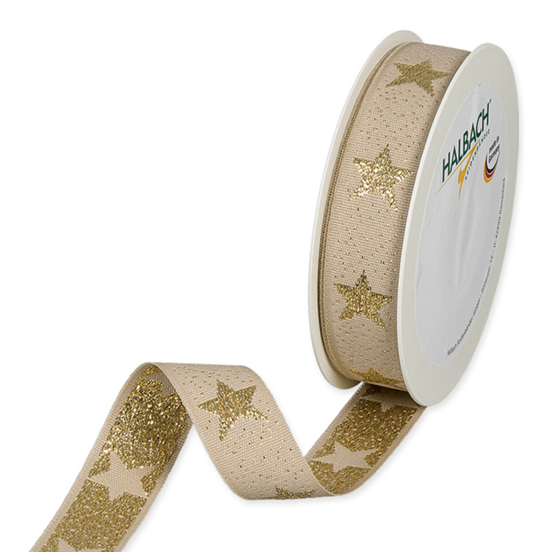 Nastro in tessuto con stelle oro