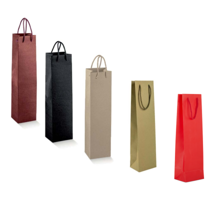 Sacchetto portabottiglia in carta con cordino cotone