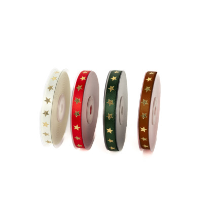 Nastro doppio raso con stelle oro