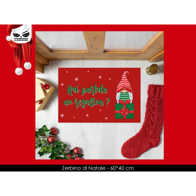 Zerbino natalizio rosso con gnomo 2