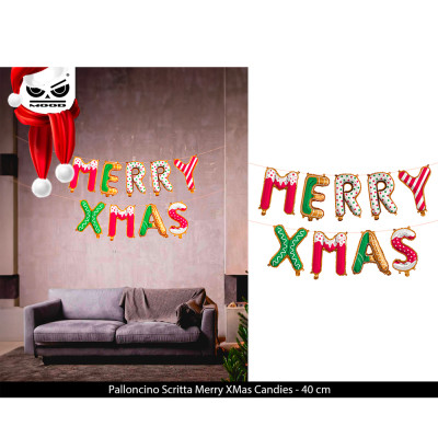 Palloncino scritta Merry Xmas 40cm 2