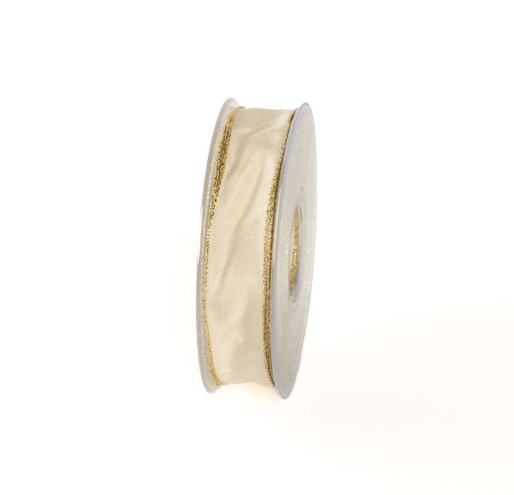 Nastro doppio raso bordo oro avorio