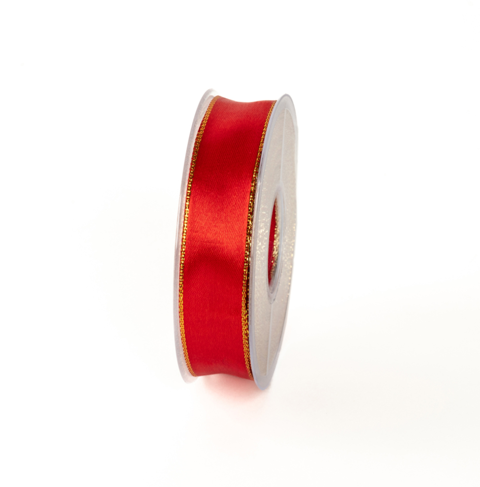 Nastro doppio raso bordo oro rosso