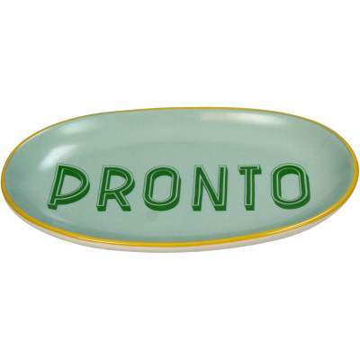 Piatto ovale Pronto verde in terracotta