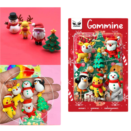 Gommine natalizie per bambini (6 pezzi)