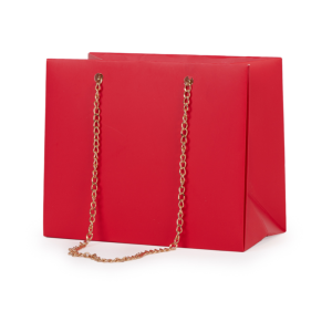 Sacchetto rosso con manici oro a catenella Sacchetto rosso con manici oro a catenella