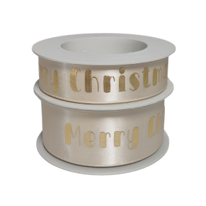 Nastro raso Merry Christmas oro
