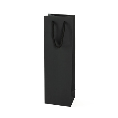 Sacchetti Lux in carta nero per bottiglia cordini cotone