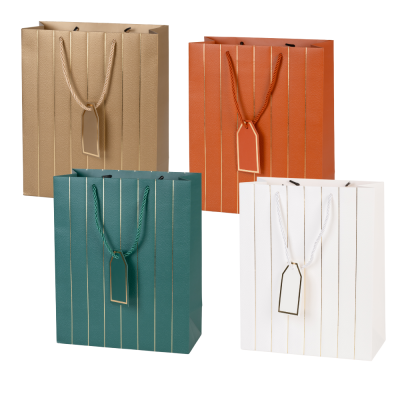 Shopper Marlon con Righe Oro e Tag - Shopper Lusso