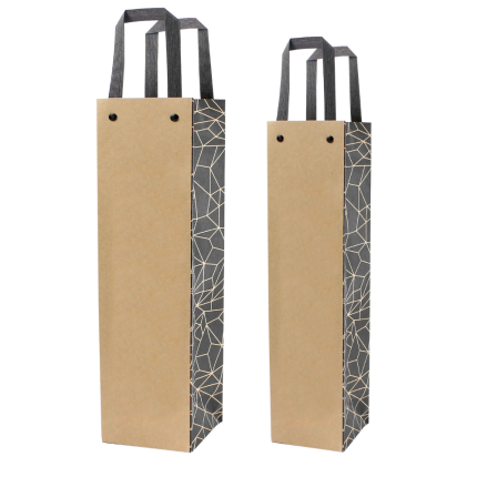 Sacchetti avana per bottiglia Magnum con maniglia piatta Sacchetti avana per bottiglia Magnum con maniglia piatta