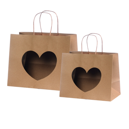 Sacchetto avana con finestra a cuore Sacchetto avana con finestra a cuore