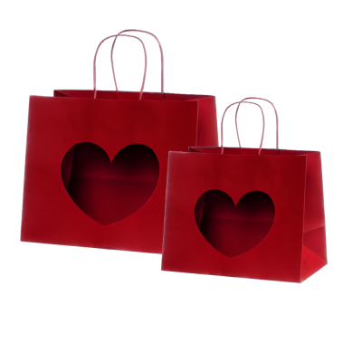 Sacchetto rosso con finestra a cuore