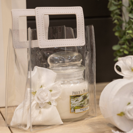 Borsa in PVC trasparente con manico quadrato Borsa in PVC trasparente con manico quadrato