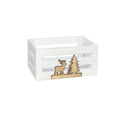 Cassetta di legno bianca con decoro