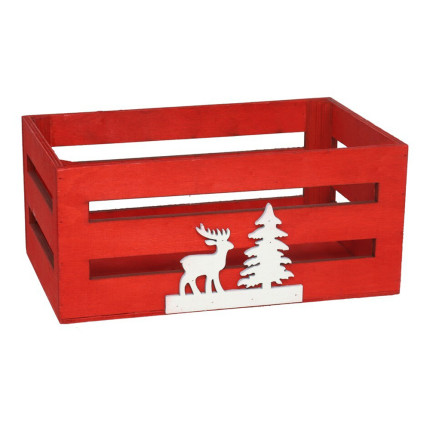Cassette di legno rosse con decoro