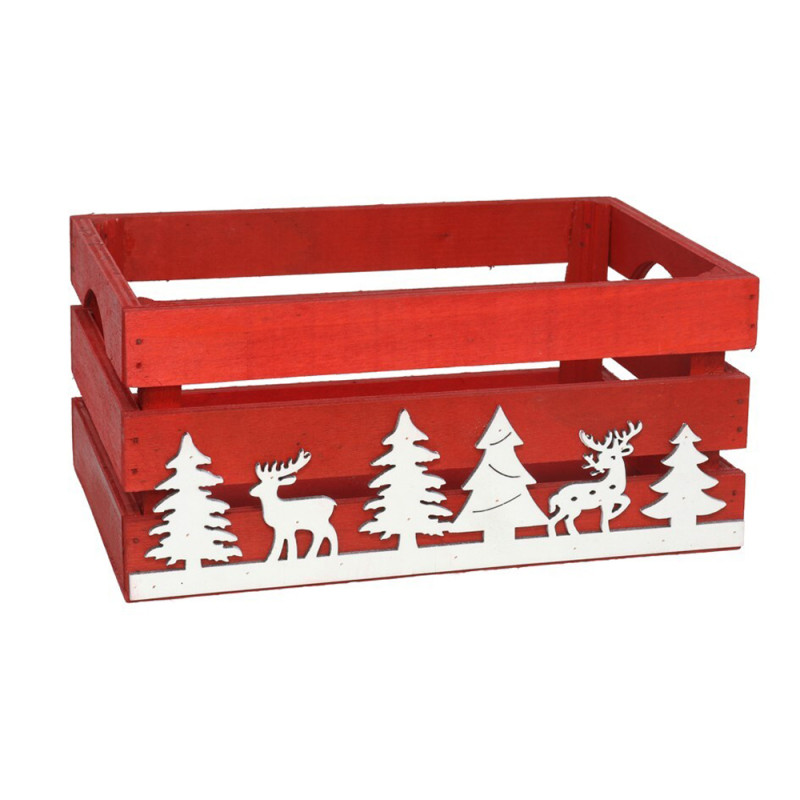 Cassette di legno rosse con decoro