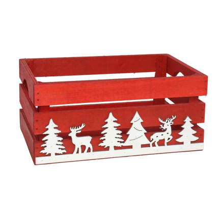 Cassette di legno rosse con decoro