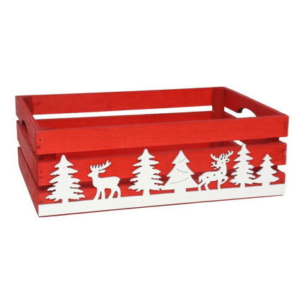 Cassette di legno rosse con decoro