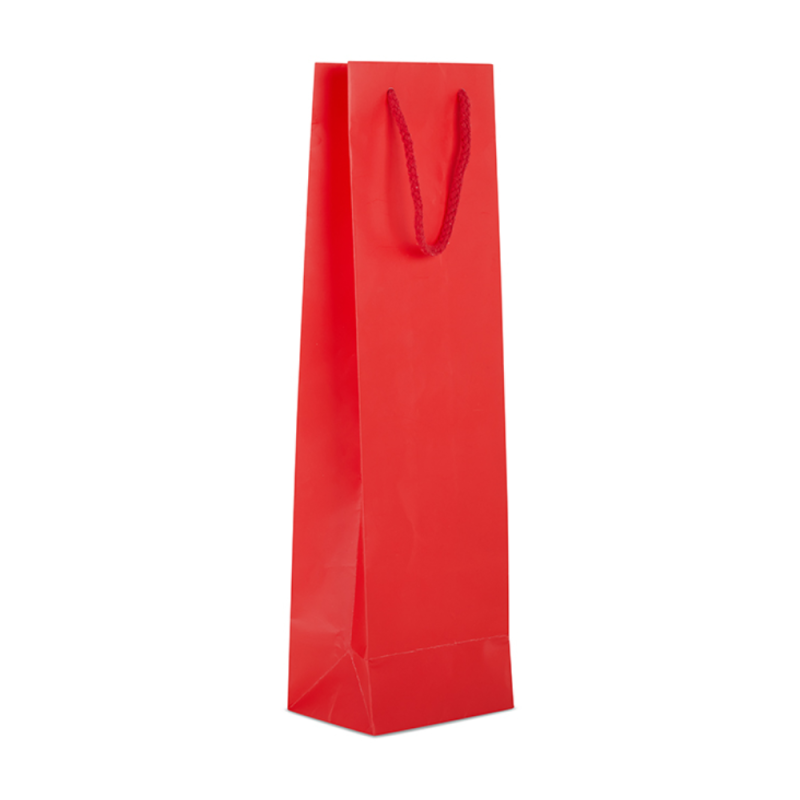 Sacchetto portabottiglia in carta con cordino cotone rosso