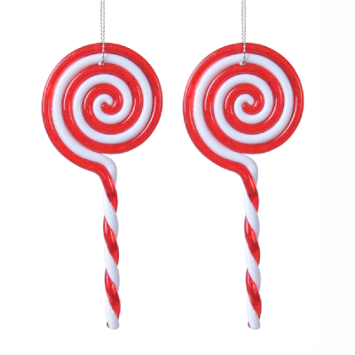 Lollipop bianco e rosso con gancio (2 pezzi)