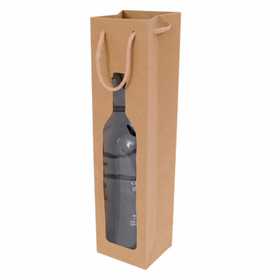 Shopper porta bottiglia con finestra in carta kraft