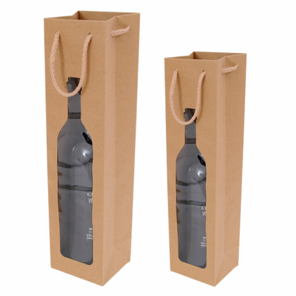 Shopper porta bottiglia con finestra in carta kraft