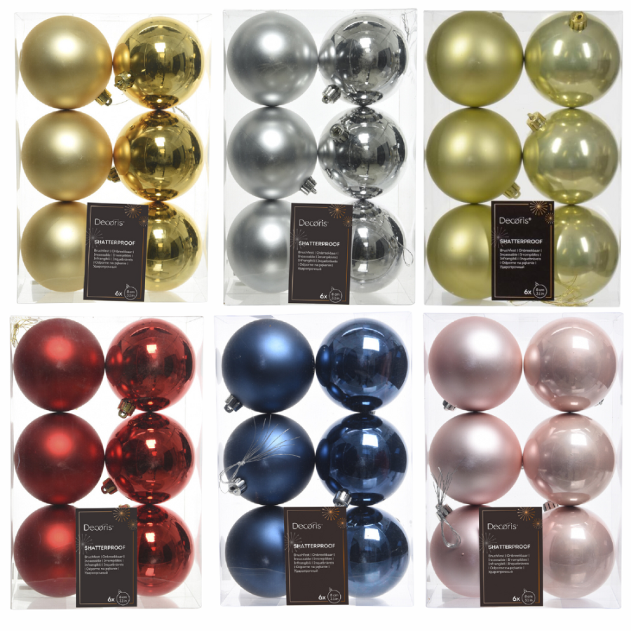 Palline Per Albero Di Natale 8 Cm 6 Palline Natalizie In Vetro Trasparente Con Pois Da 10 Cm, Pendaglio Decorato -Argento Decorazioni Albero Natale Eleganti