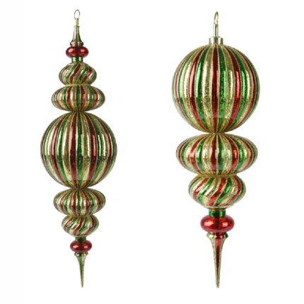 Ornamento pendente natalizio rosso verde oro