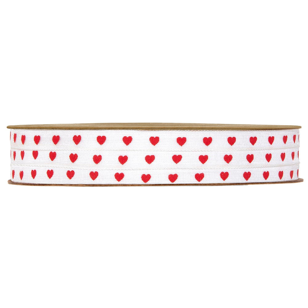 Nastro con Cuoricini Rossi in Tessuto