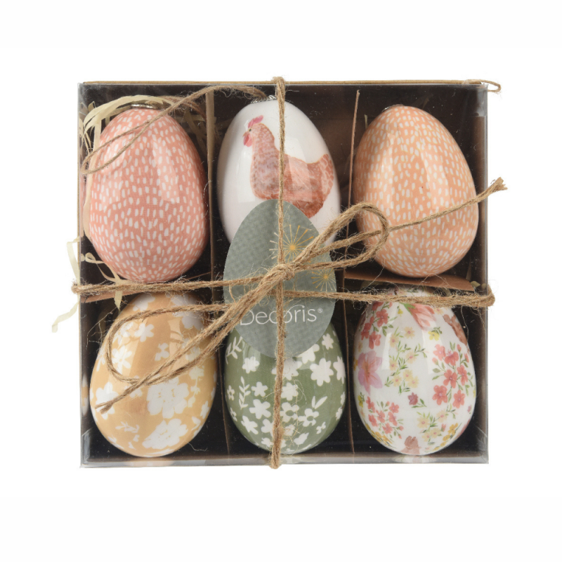 Ovetti pendenti decorativi lucidi in confezione (6 pezzi)