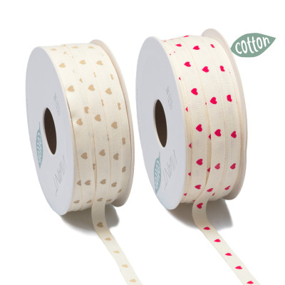 Nastro in cotone con cuoricini