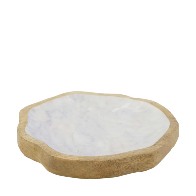 Piattino bianco in legno di mango